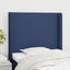 sengegavl med kanter 93x16x118/128 cm stof blå