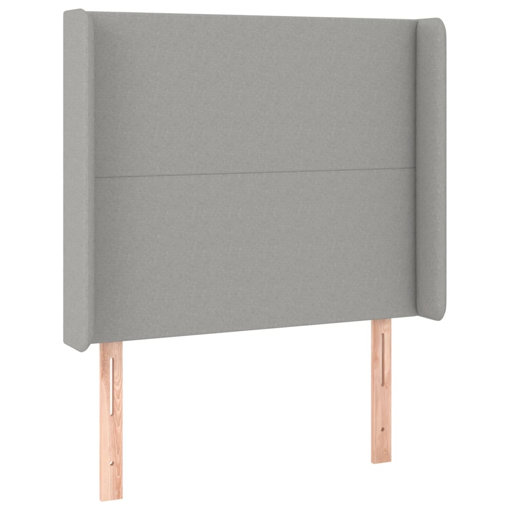 sengegavl med kanter 103x16x118/128 cm stof lysegrå