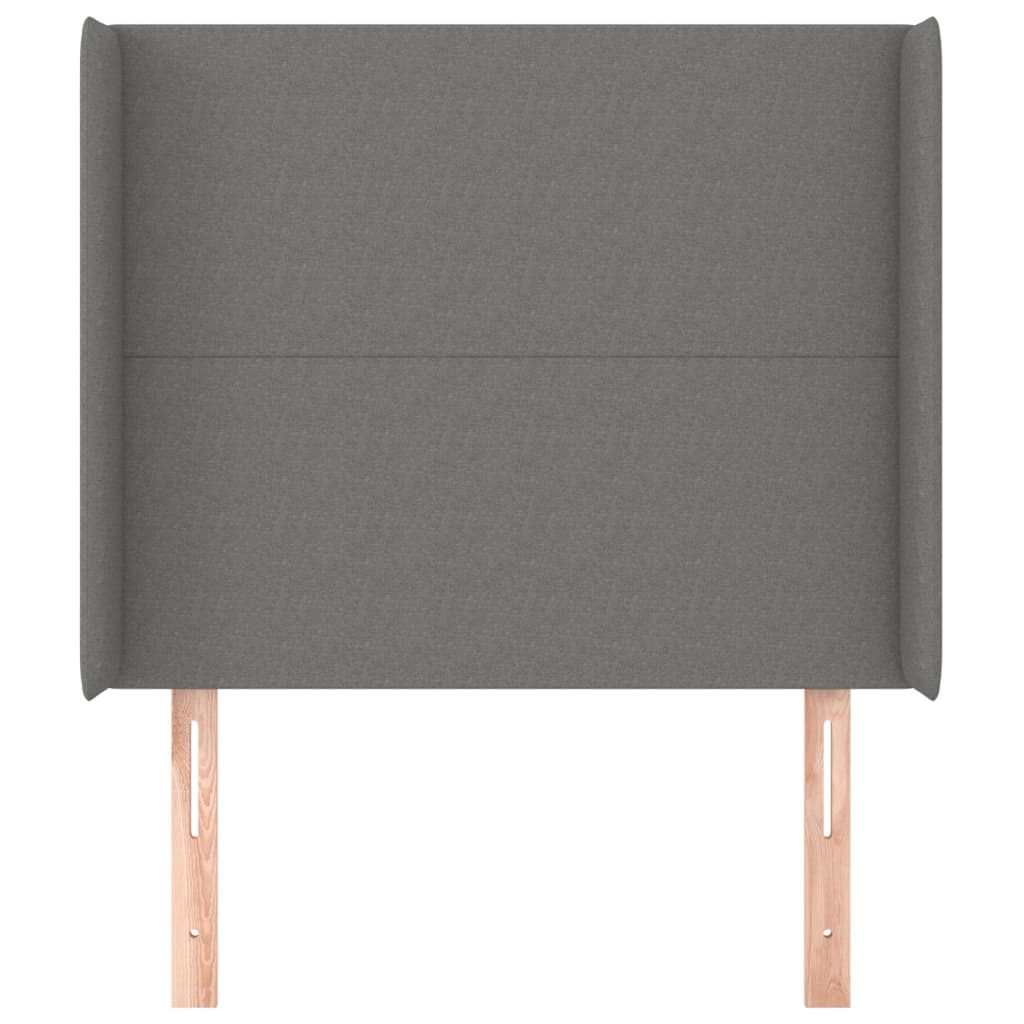 sengegavl med kanter 103x16x118/128 cm stof mørkegrå