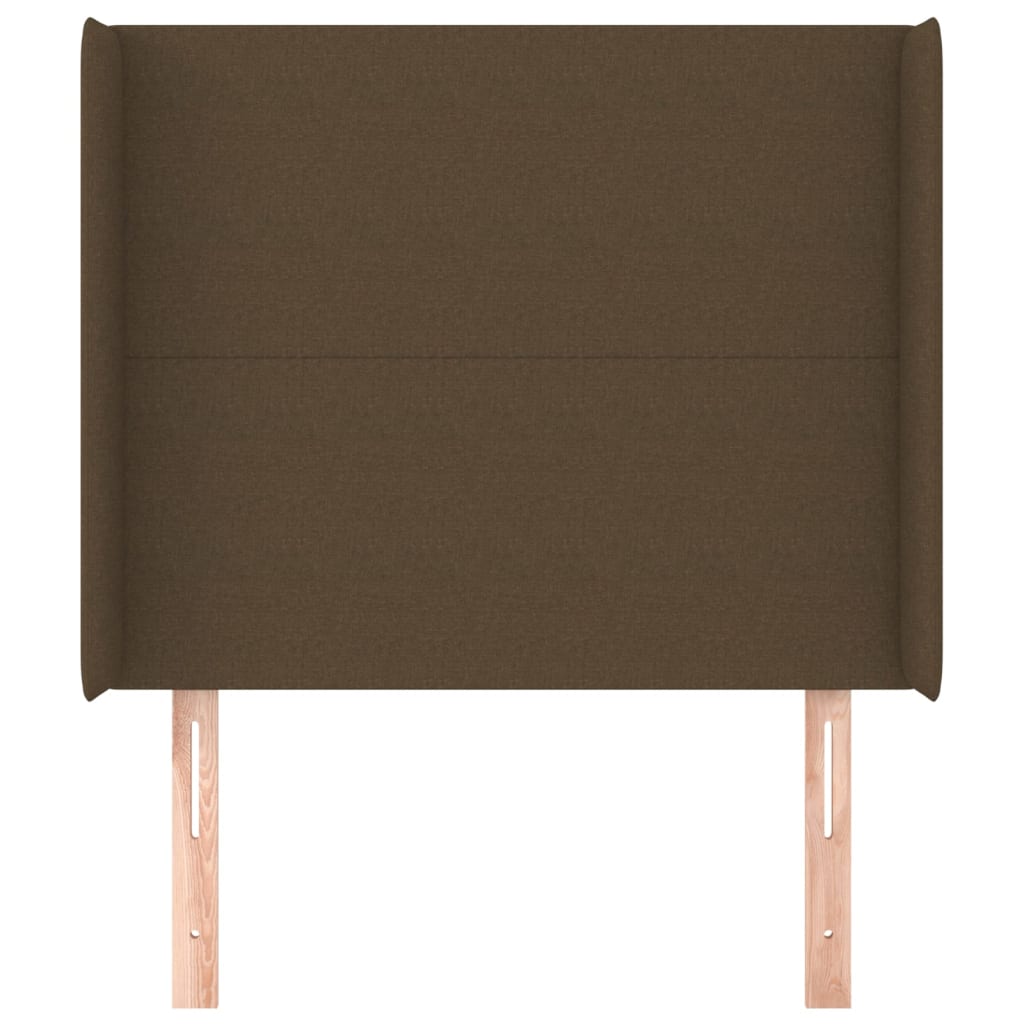 sengegavl med kanter 103x16x118/128 cm stof mørkebrun