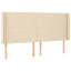 sengegavl med kanter 163x16x118/128 cm stof cremefarvet