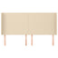sengegavl med kanter 163x16x118/128 cm stof cremefarvet