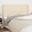 sengegavl med kanter 163x16x118/128 cm stof cremefarvet