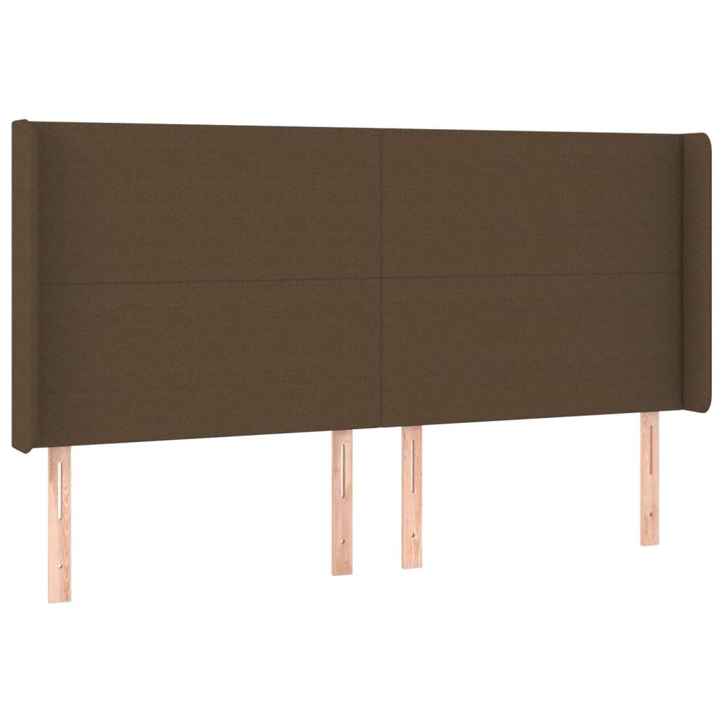 sengegavl med kanter 183x16x118/128 cm stof mørkebrun