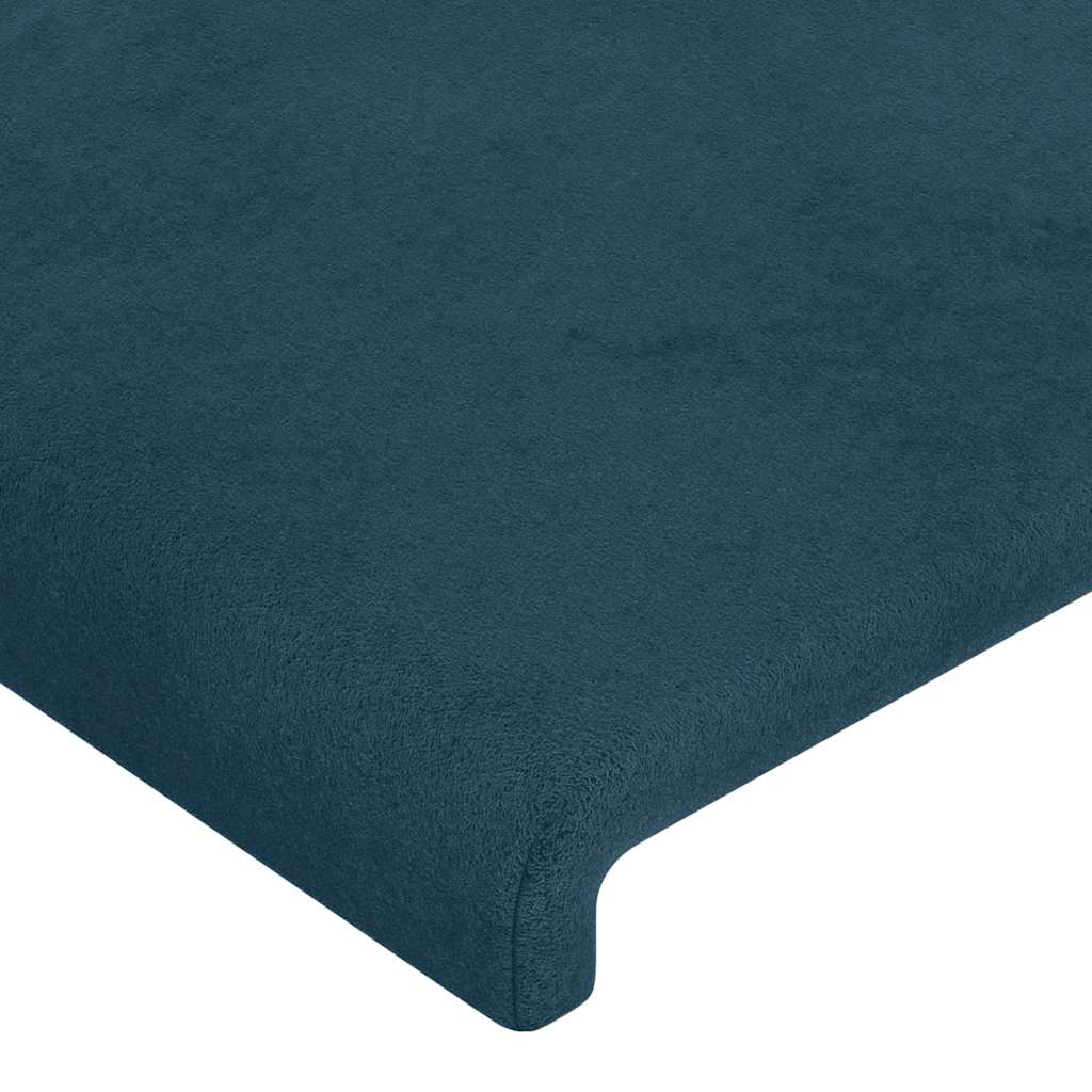 sengegavl med kanter 103x16x118/128 cm fløjl mørkeblå