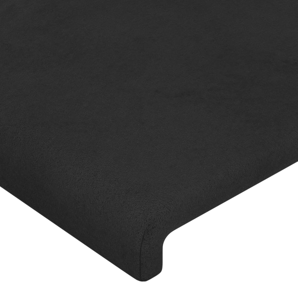 sengegavl med kanter 163x16x118/128 cm fløjl sort