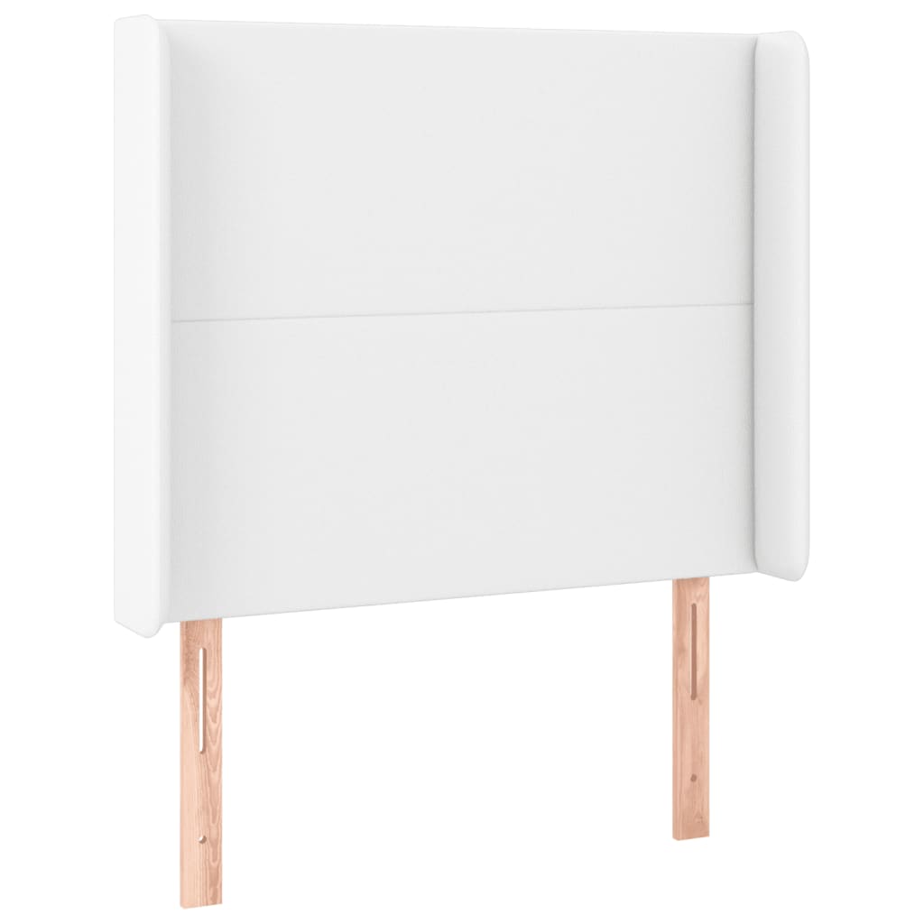 sengegavl med kanter 83x16x118/128 cm kunstlæder hvid