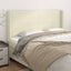 sengegavl med kanter 183x16x118/128 cm kunstlæder cremefarvet