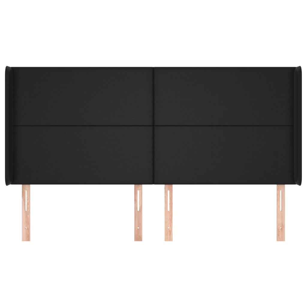 sengegavl med kanter 203x16x118/128 cm kunstlæder sort
