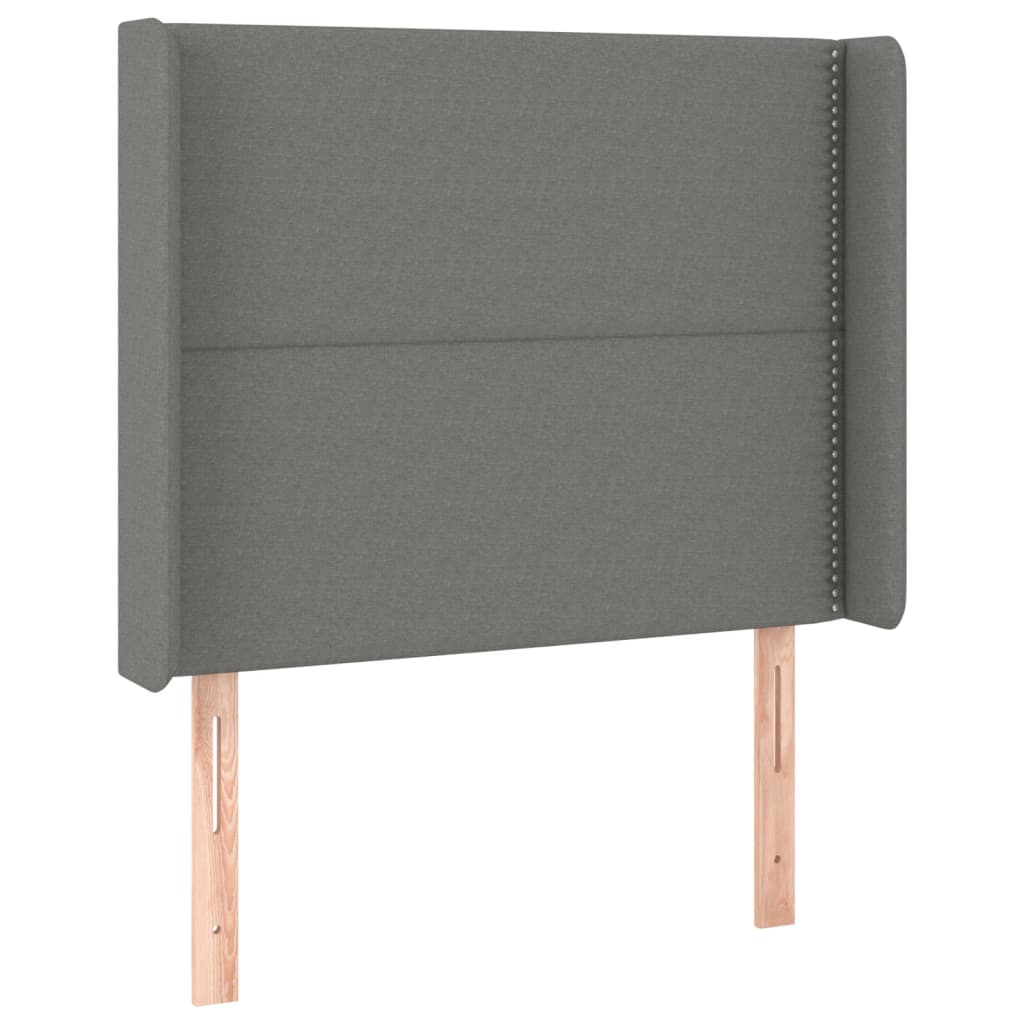 sengegavl med kanter 93x16x118/128 cm stof mørkegrå