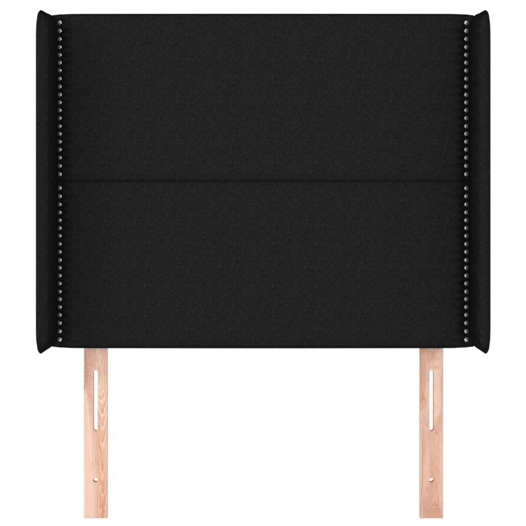 sengegavl med kanter 103x16x118/128 cm stof sort
