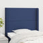 sengegavl med kanter 103x16x118/128 cm stof blå