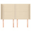 sengegavl med kanter 147x16x118/128 cm stof cremefarvet