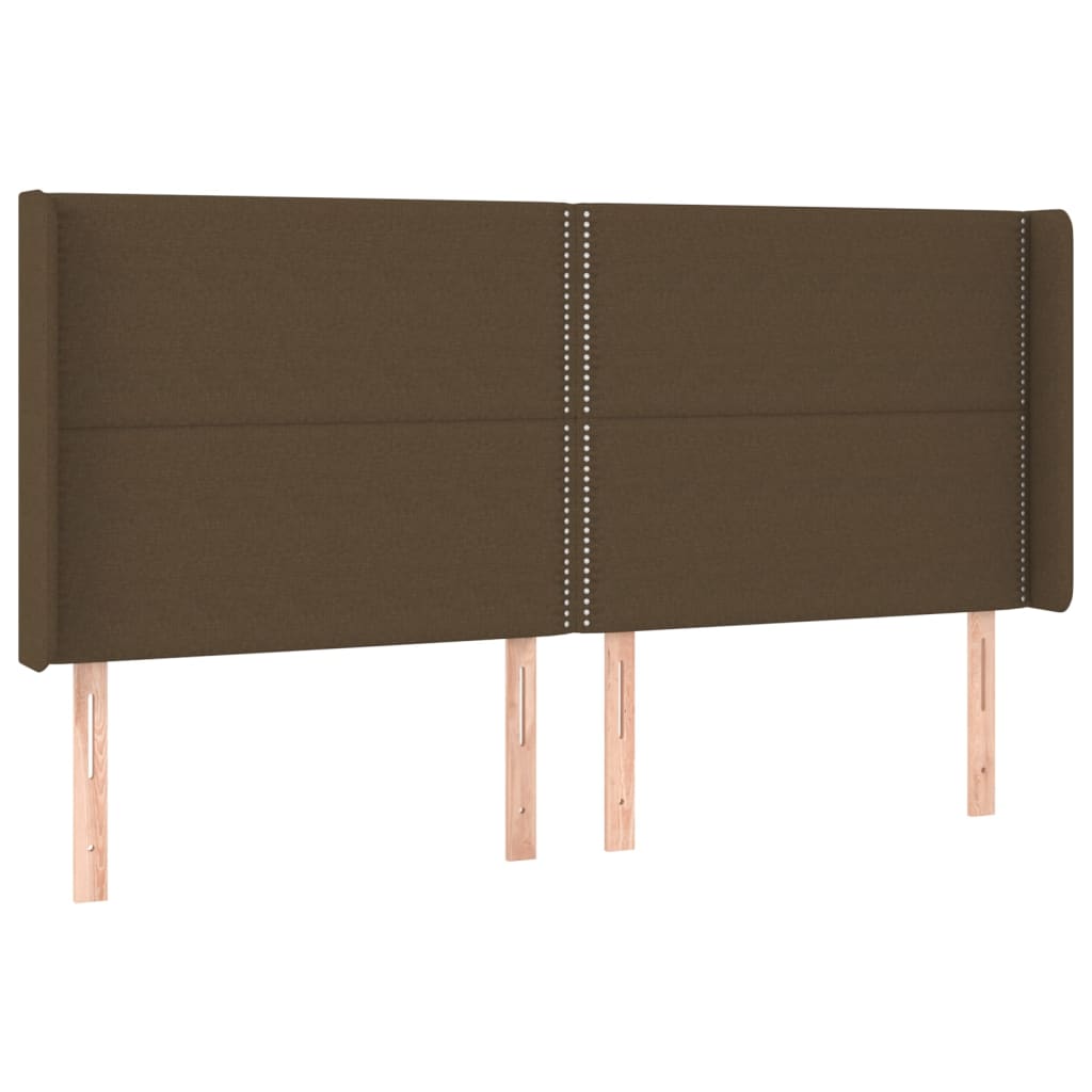 sengegavl med kanter 183x16x118/128 cm stof mørkebrun