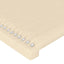sengegavl med kanter 183x16x118/128 cm stof cremefarvet