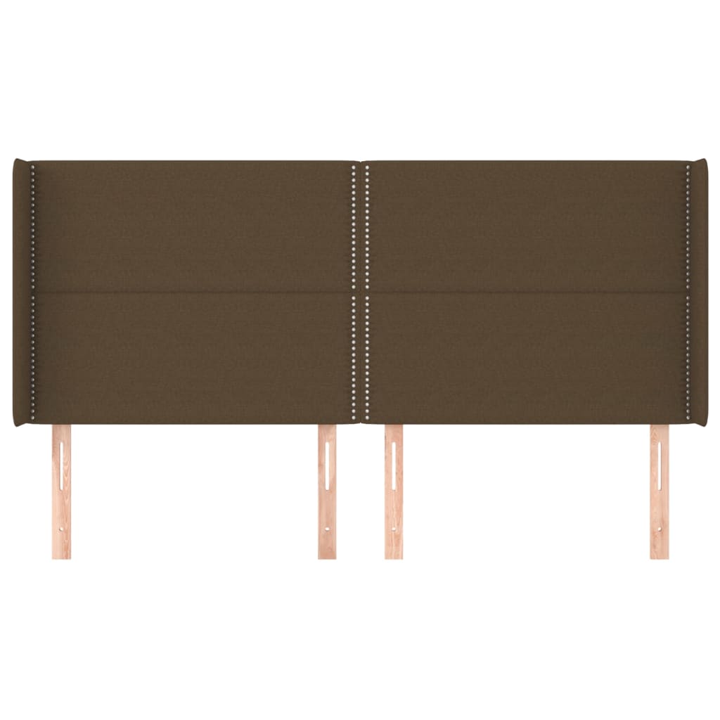 sengegavl med kanter 203x16x118/128 cm stof mørkebrun