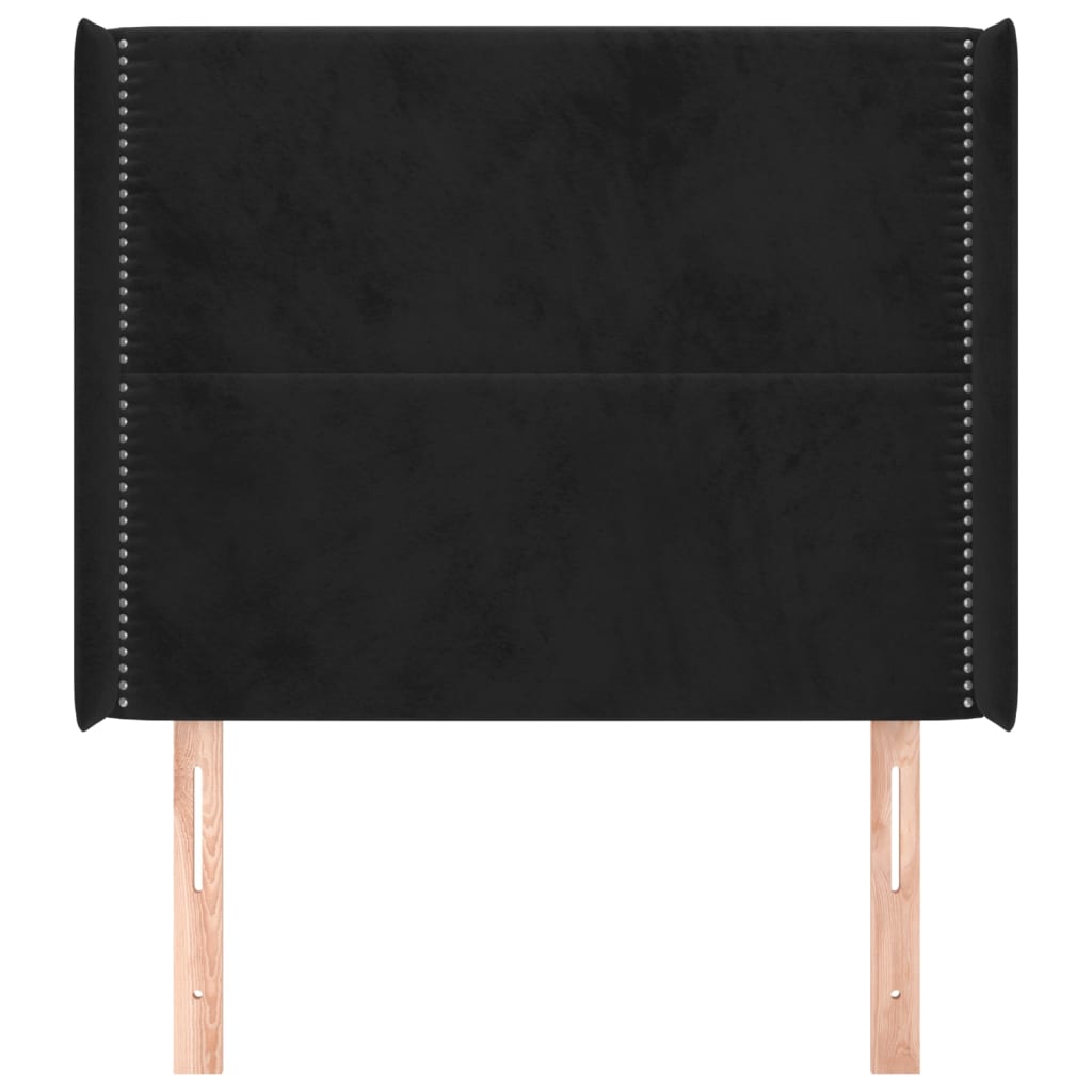 sengegavl med kanter 83x16x118/128 cm fløjl sort