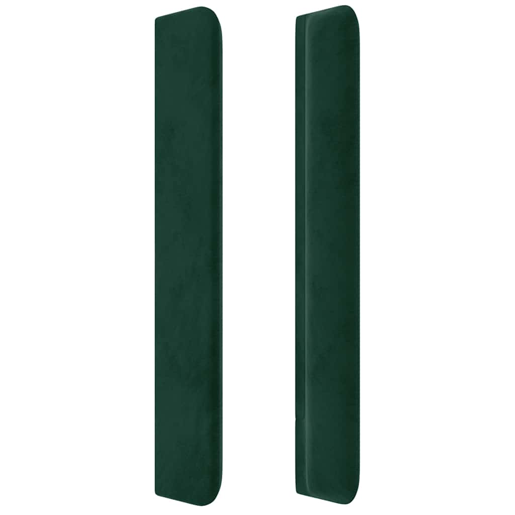 sengegavl med kanter 93x16x118/128 cm fløjl mørkegrøn