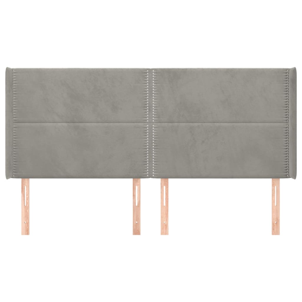 sengegavl med kanter 203x16x118/128 cm fløjl lysegrå
