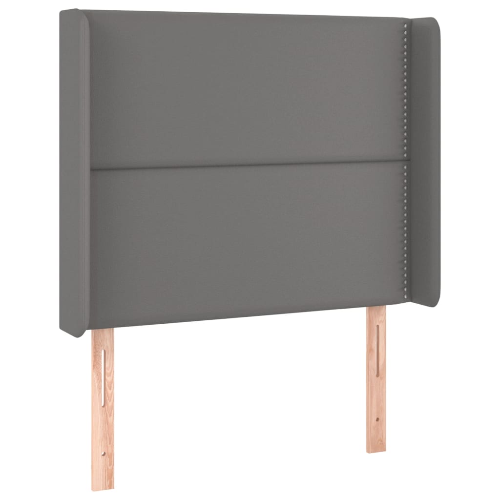 sengegavl med kanter 93x16x118/128 cm kunstlæder grå