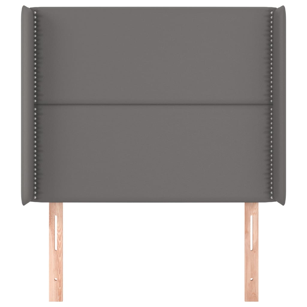 sengegavl med kanter 93x16x118/128 cm kunstlæder grå