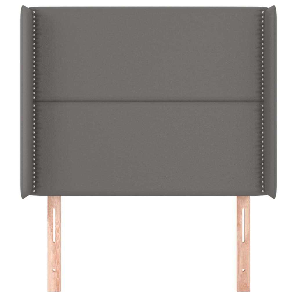 sengegavl med kanter 103x16x118/128 cm kunstlæder grå