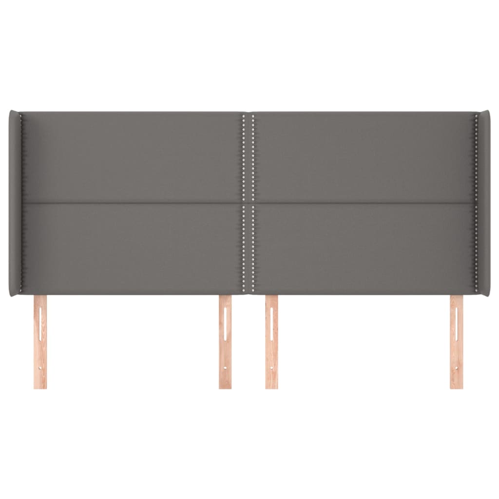 sengegavl med kanter 203x16x118/128 cm kunstlæder grå