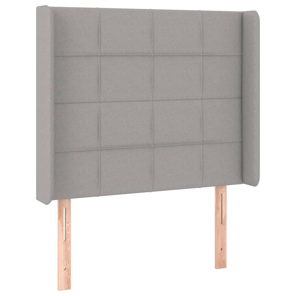 sengegavl med kanter 83x16x118/128 cm stof lysegrå