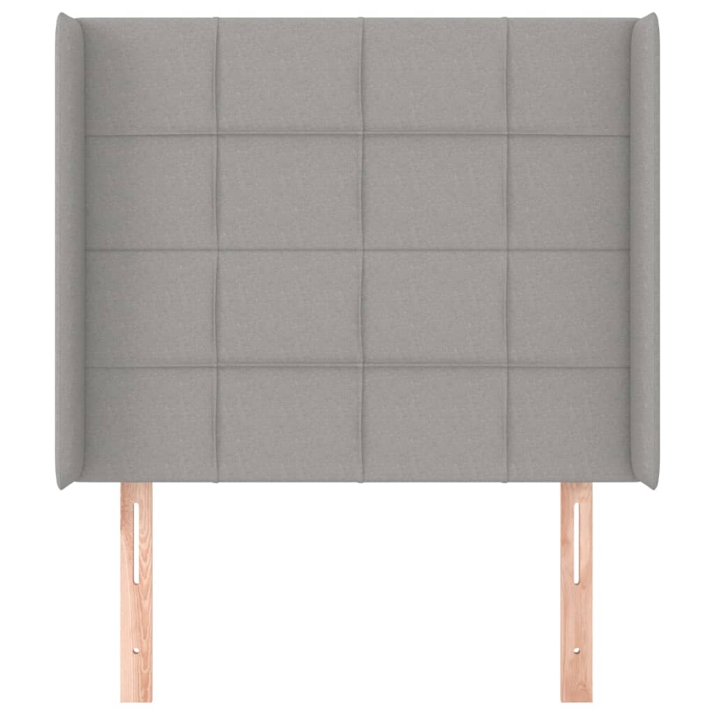 sengegavl med kanter 83x16x118/128 cm stof lysegrå