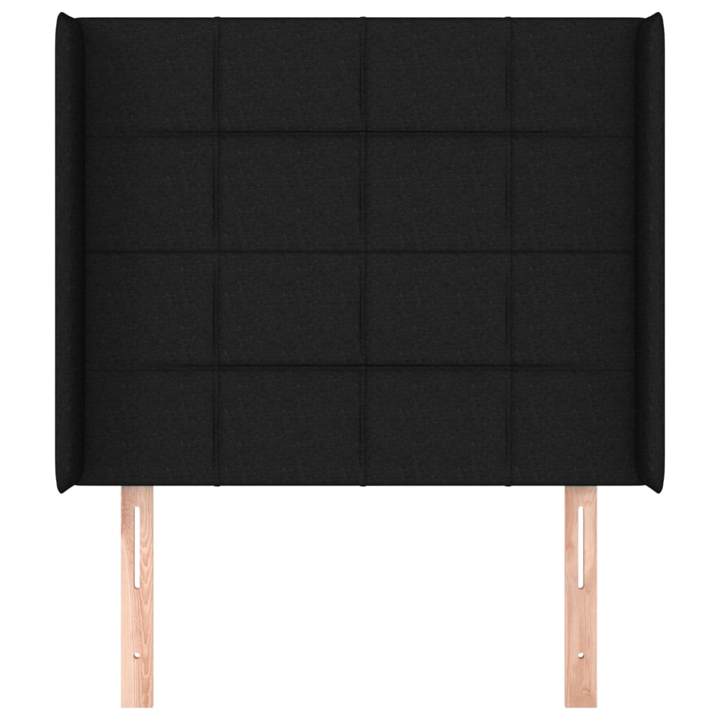 sengegavl med kanter 83x16x118/128 cm stof sort