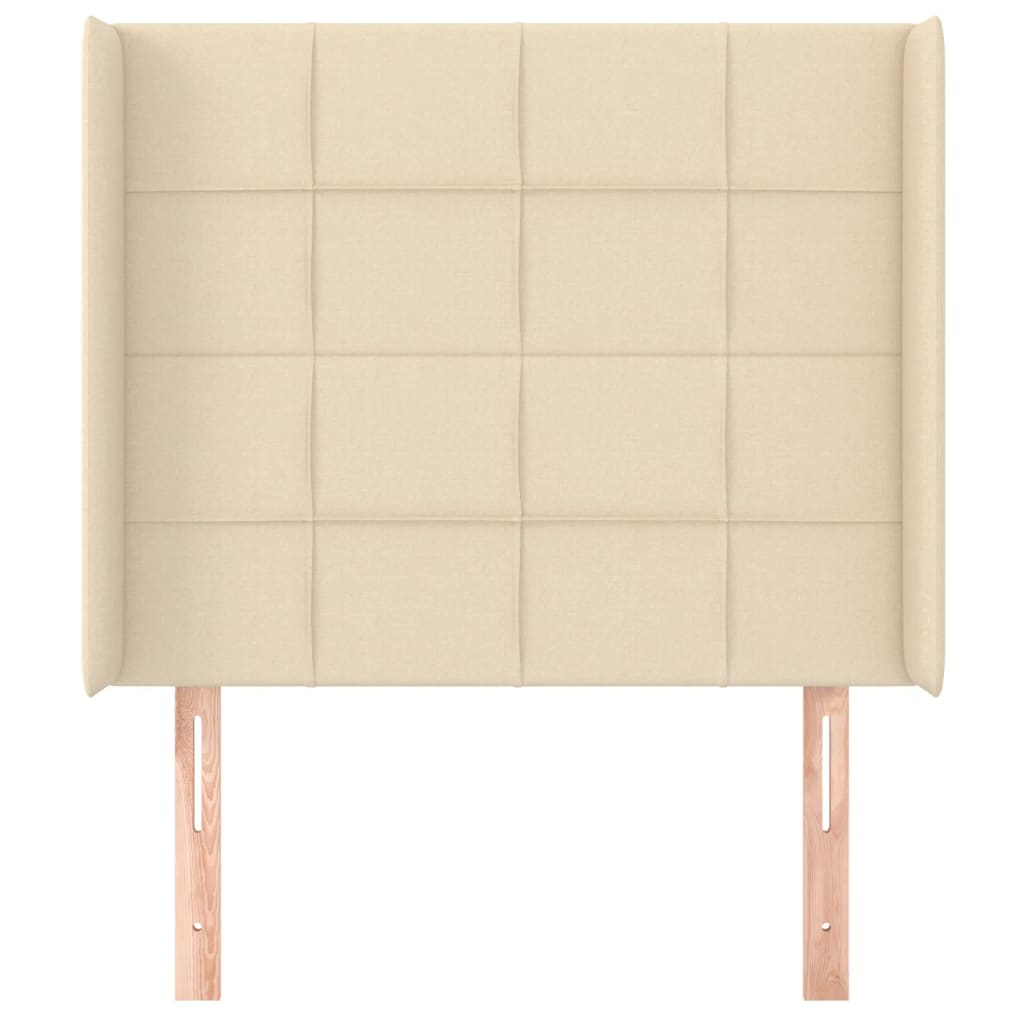 sengegavl med kanter 83x16x118/128 cm stof cremefarvet