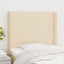 sengegavl med kanter 93x16x118/128 cm stof cremefarvet