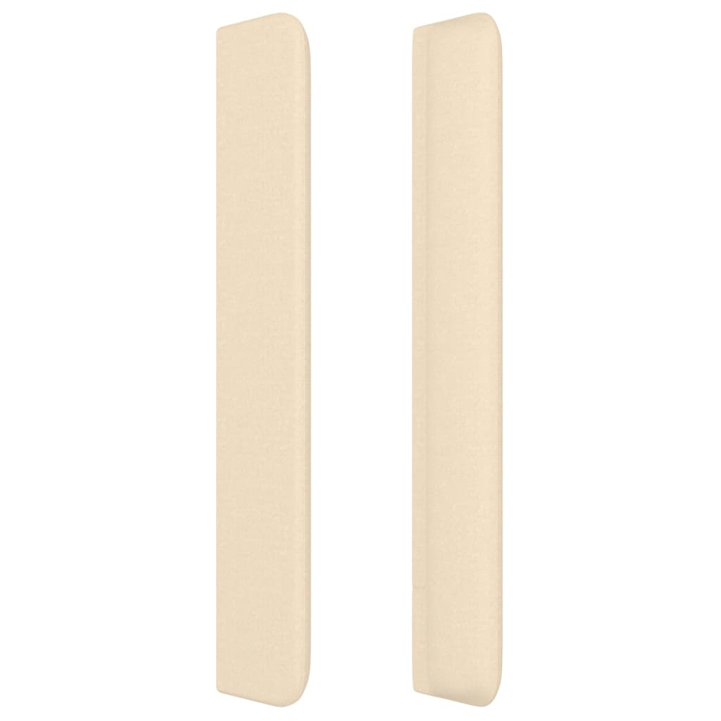 sengegavl med kanter 103x16x118/128 cm stof cremefarvet