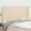 sengegavl med kanter 147x16x118/128 cm stof cremefarvet