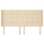 sengegavl med kanter 163x16x118/128 cm stof cremefarvet