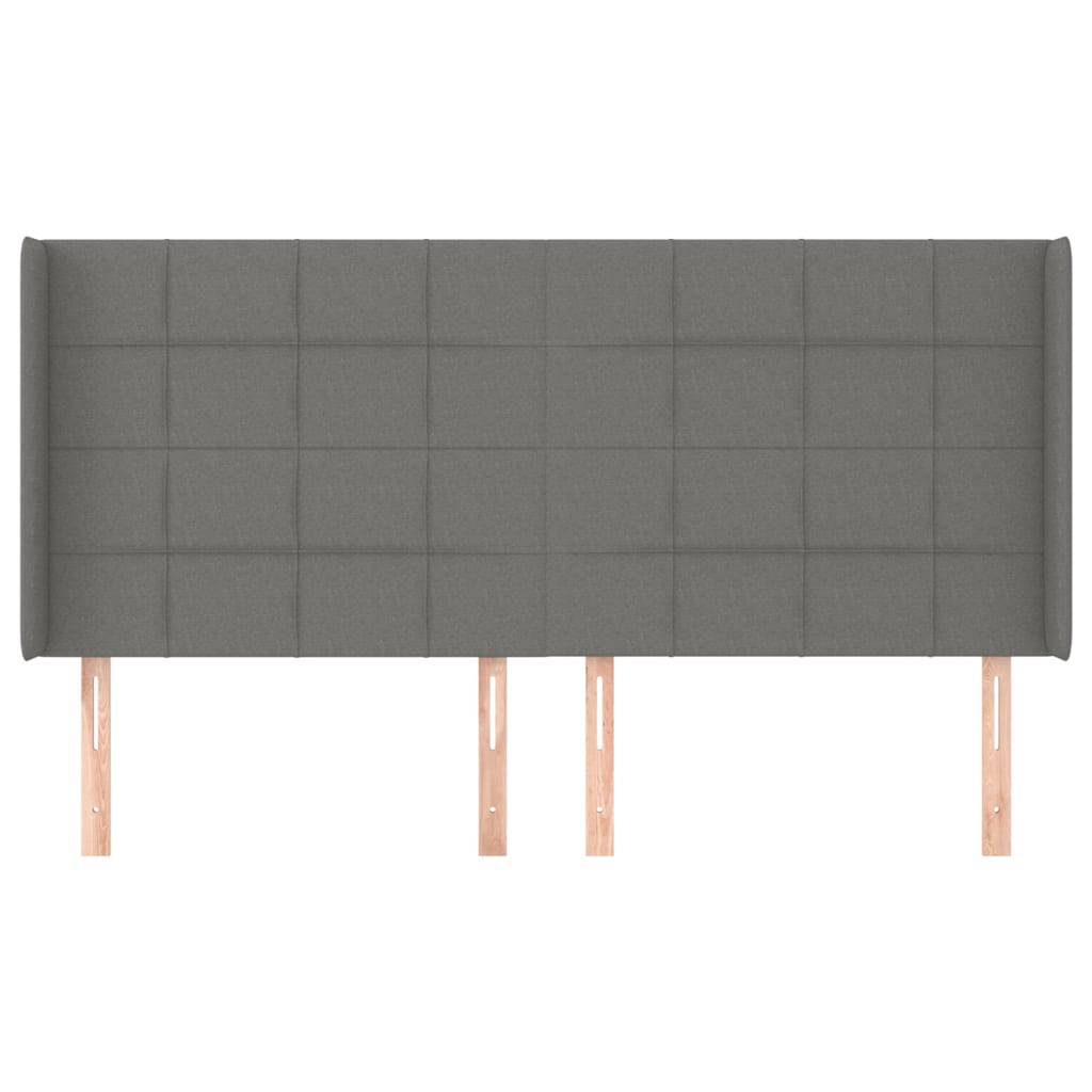 sengegavl med kanter 203x16x118/128 cm stof mørkegrå