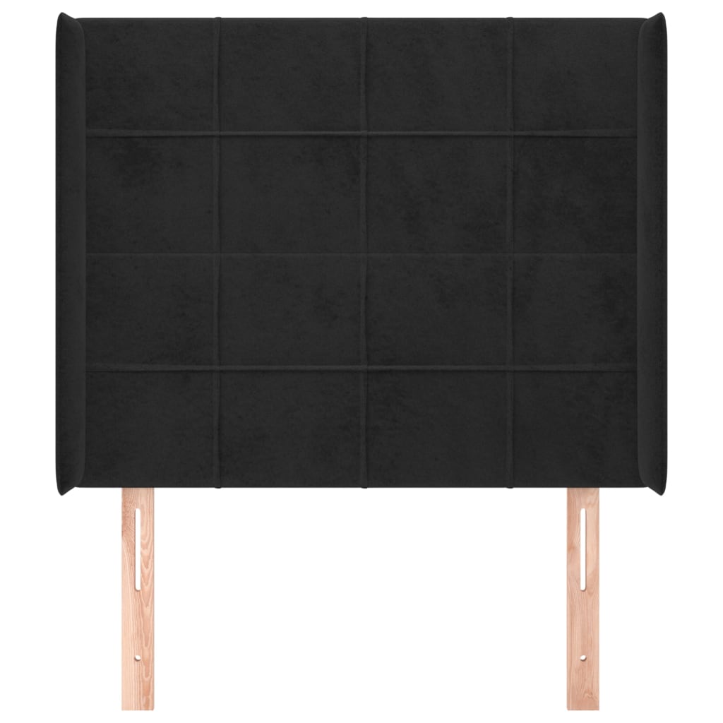 sengegavl med kanter 83x16x118/128 cm fløjl sort