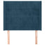 sengegavl med kanter 83x16x118/128 cm fløjl mørkeblå