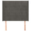 sengegavl med kanter 103x16x118/128 cm fløjl mørkegrå