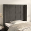 sengegavl med kanter 103x16x118/128 cm fløjl mørkegrå