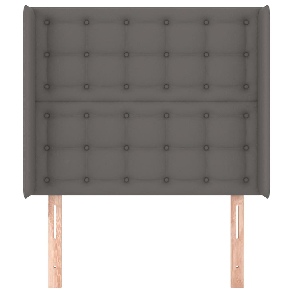 sengegavl med kanter 83x16x118/128 cm kunstlæder grå