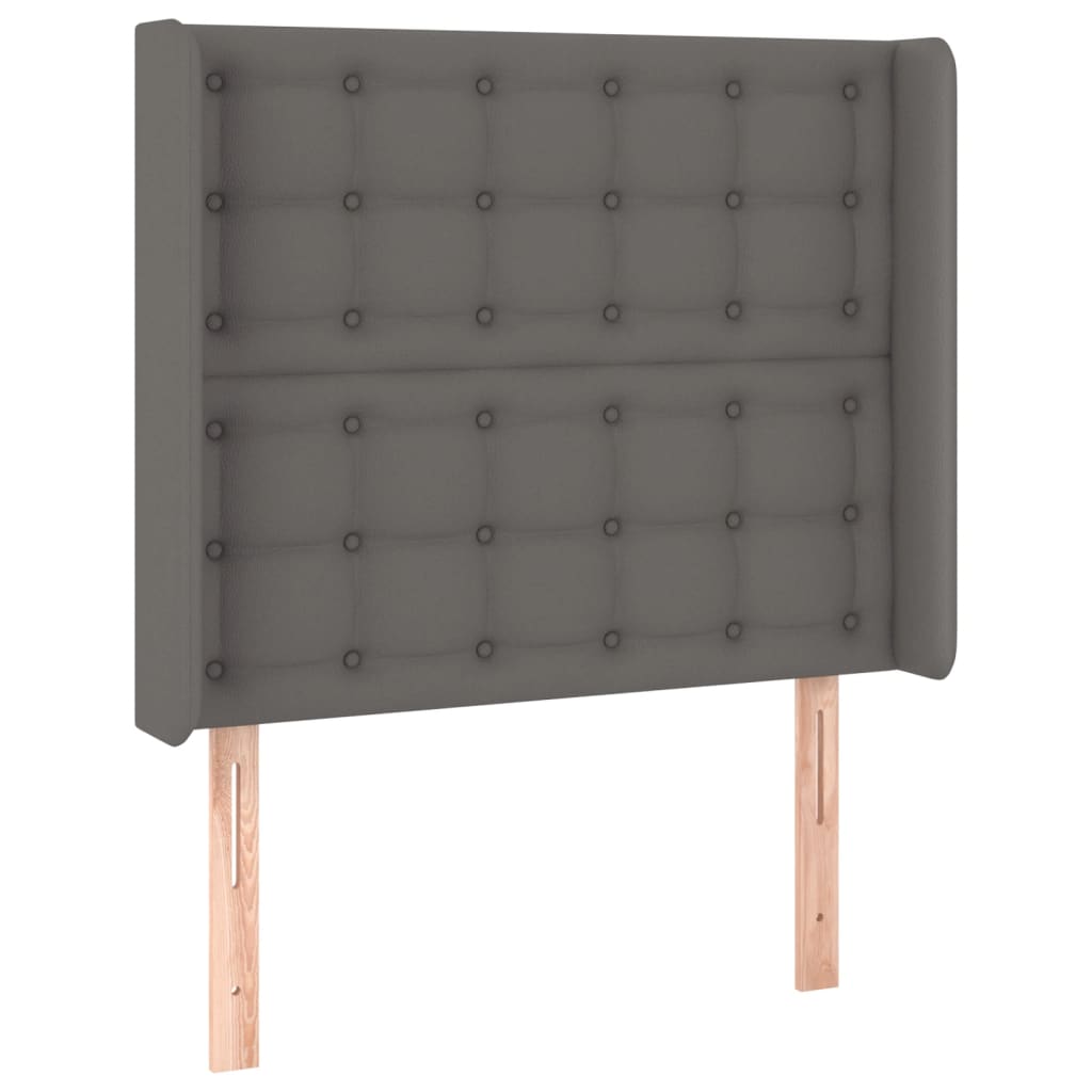 sengegavl med kanter 93x16x118/128 cm kunstlæder grå