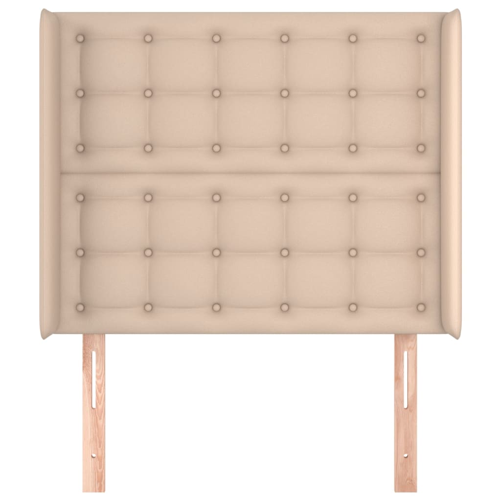 sengegavl med kanter 93x16x118/128 cm kunstlæder cappuccino
