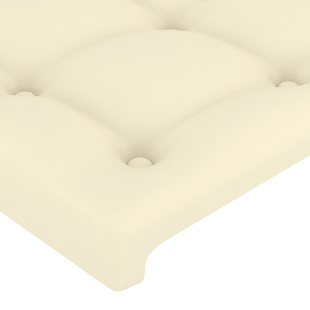 sengegavl med kanter 183x16x118/128 cm kunstlæder cremefarvet