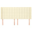 sengegavl med kanter 203x16x118/128 cm kunstlæder cremefarvet