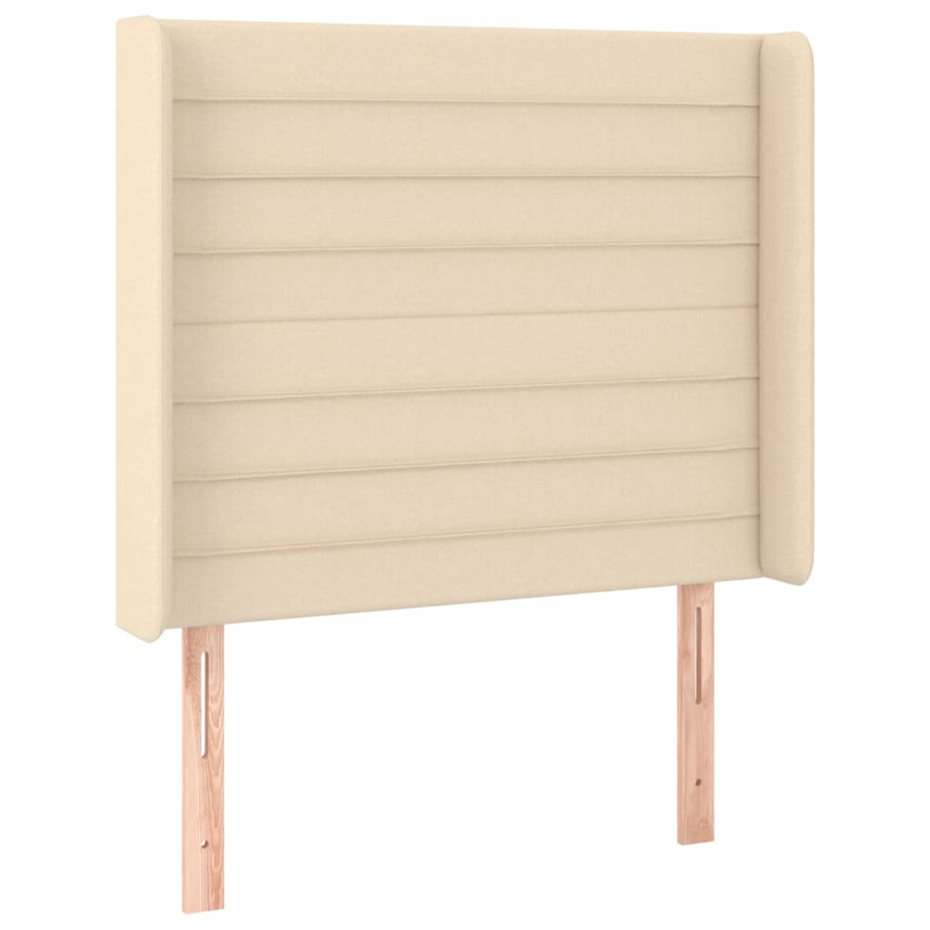 sengegavl med kanter 83x16x118/128 cm stof cremefarvet