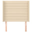 sengegavl med kanter 83x16x118/128 cm stof cremefarvet