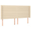 sengegavl med kanter 183x16x118/128 cm stof cremefarvet
