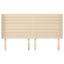 sengegavl med kanter 203x16x118/128 cm stof cremefarvet