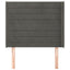 sengegavl med kanter 83x16x118/128 cm fløjl mørkegrå